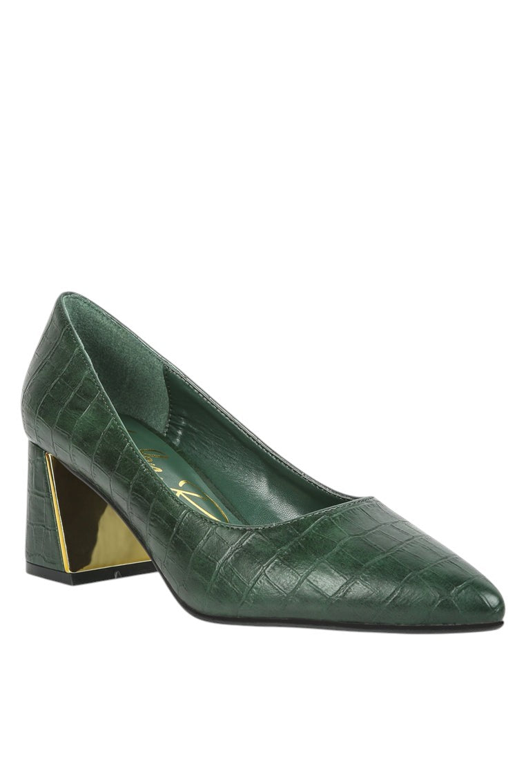 Emersyn Croc Block Heel Pump Shoes