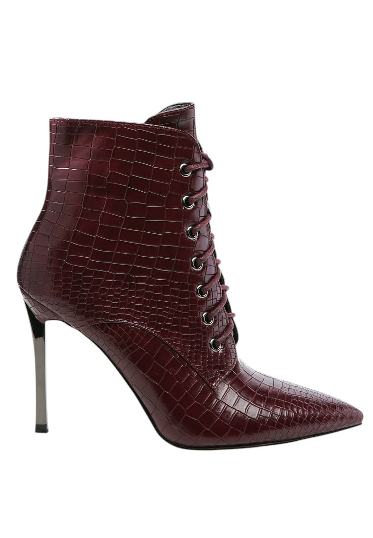 Escala Croc Stiletto Ankle Boots