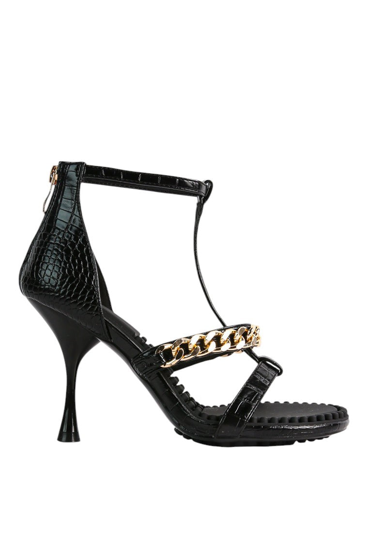 Dakota Metal Chain Mid Heel Sandals