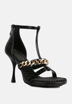 Dakota Metal Chain Mid Heel Sandals