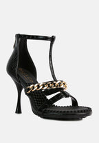 Dakota Metal Chain Mid Heel Sandals