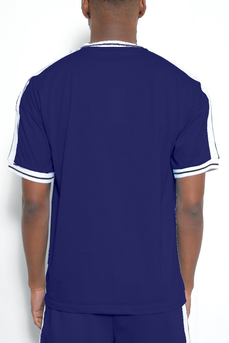 Navy Blue Beso White Striped T-Shirt