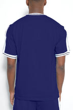 Navy Blue Beso White Striped T-Shirt