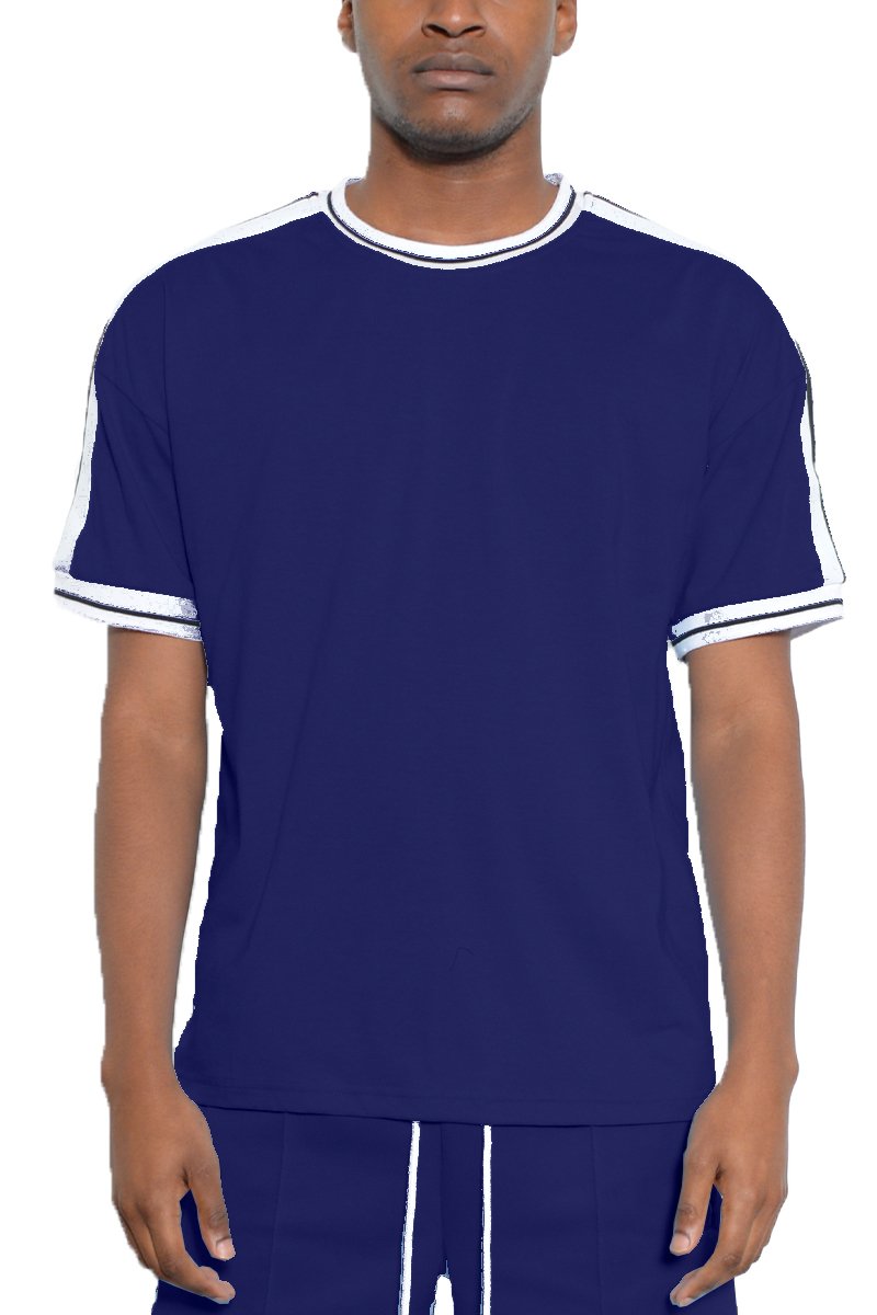 Navy Blue Beso White Striped T-Shirt