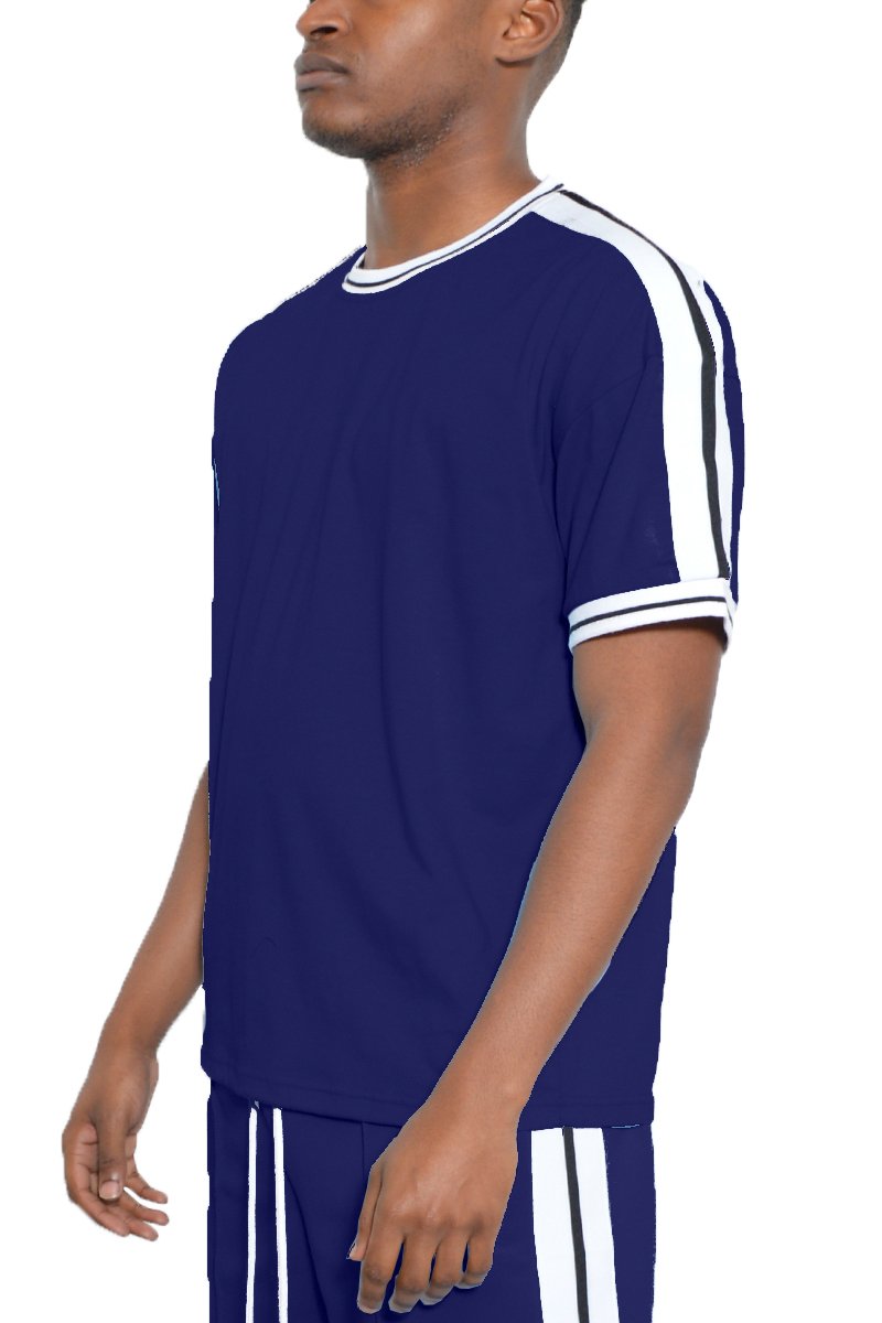 Navy Blue Beso White Striped T-Shirt
