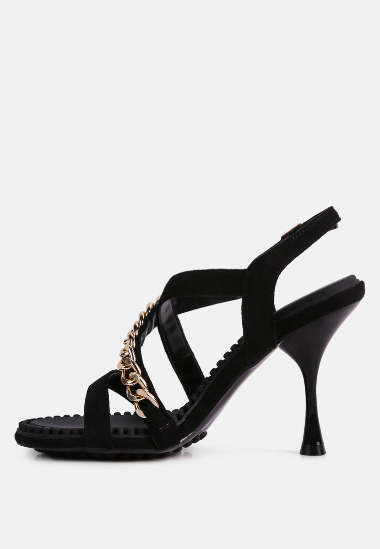 Domeda Metal Chain Mid Heel Sandal