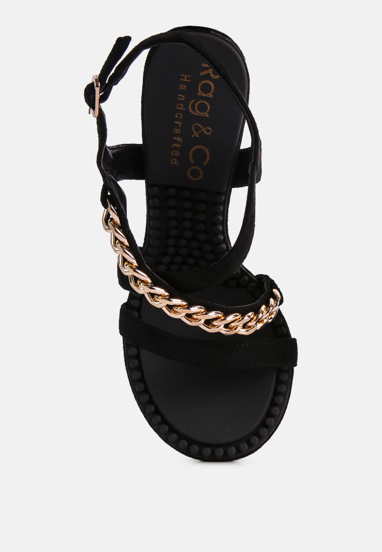 Domeda Metal Chain Mid Heel Sandal