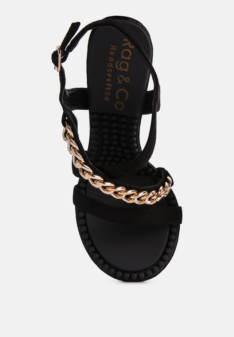 Domeda Metal Chain Mid Heel Sandal