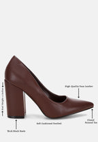 Zhuri Faux Leather Solid Block Heel Pumps