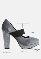 Krause High Block Heel Velvet Pumps