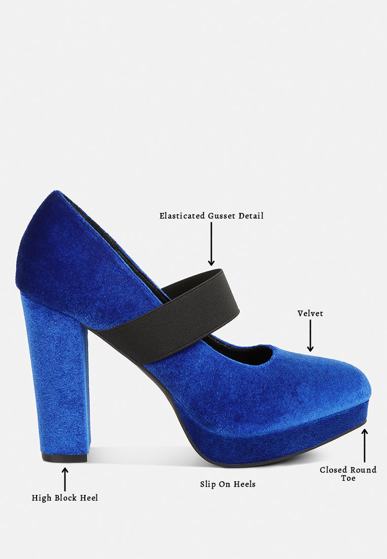 Krause High Block Heel Velvet Pumps
