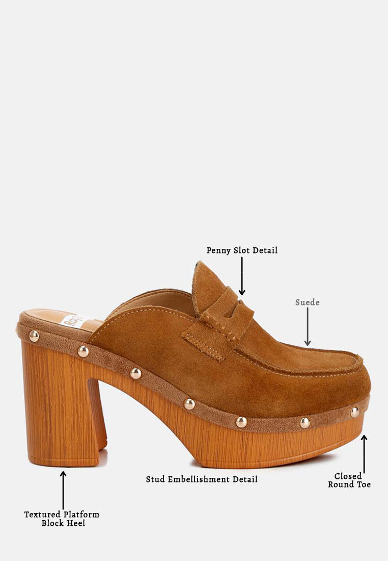 Riley Genuine Suede Platform Clogs