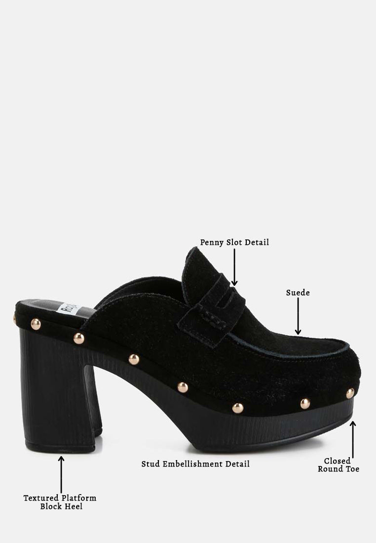 Riley Genuine Suede Platform Clogs