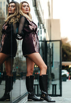 Renny Buckle Strap Embellished Calf Boots