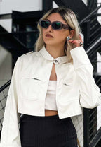 Faux Leather Crop Jacket