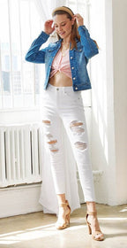 High Rise Destructed Skinny Jeans