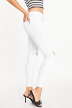Mid Rise Destructed Ankle Skinny Jeans