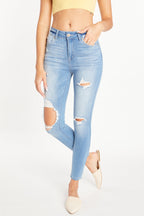High-rise 5-pocket ankle skinny jeans