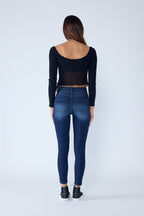 Double Waist High Rise Ankle Skinny Jeans