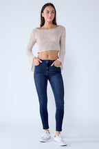 Classic High Rise Skinny Jeans with Hand Sanding