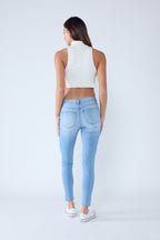 Classic High Rise Skinny Jeans with Hand Sanding