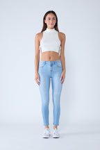 Classic High Rise Skinny Jeans with Hand Sanding