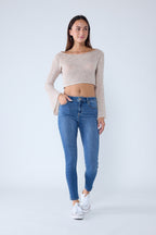 Classic High Rise Skinny Jeans with Hand Sanding
