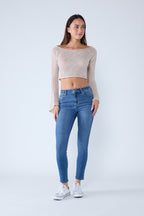 Classic High Rise Skinny Jeans with Hand Sanding