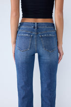 High Rise Destructed Straight Jeans