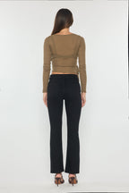 Black High Rise Slim Bootcut Jeans With Gentle Wash