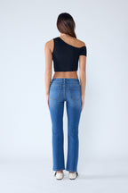 High Rise Slim Bootcut Jeans With Gentle Wash