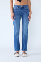 High Rise Slim Bootcut Jeans With Gentle Wash