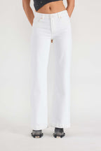 32.5 Inseam Basic White Wide Jeans