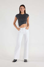 32.5 Inseam Basic White Wide Jeans