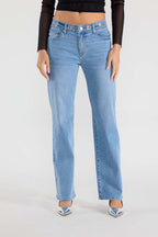 Eyelet Waist Band Straight Jeans