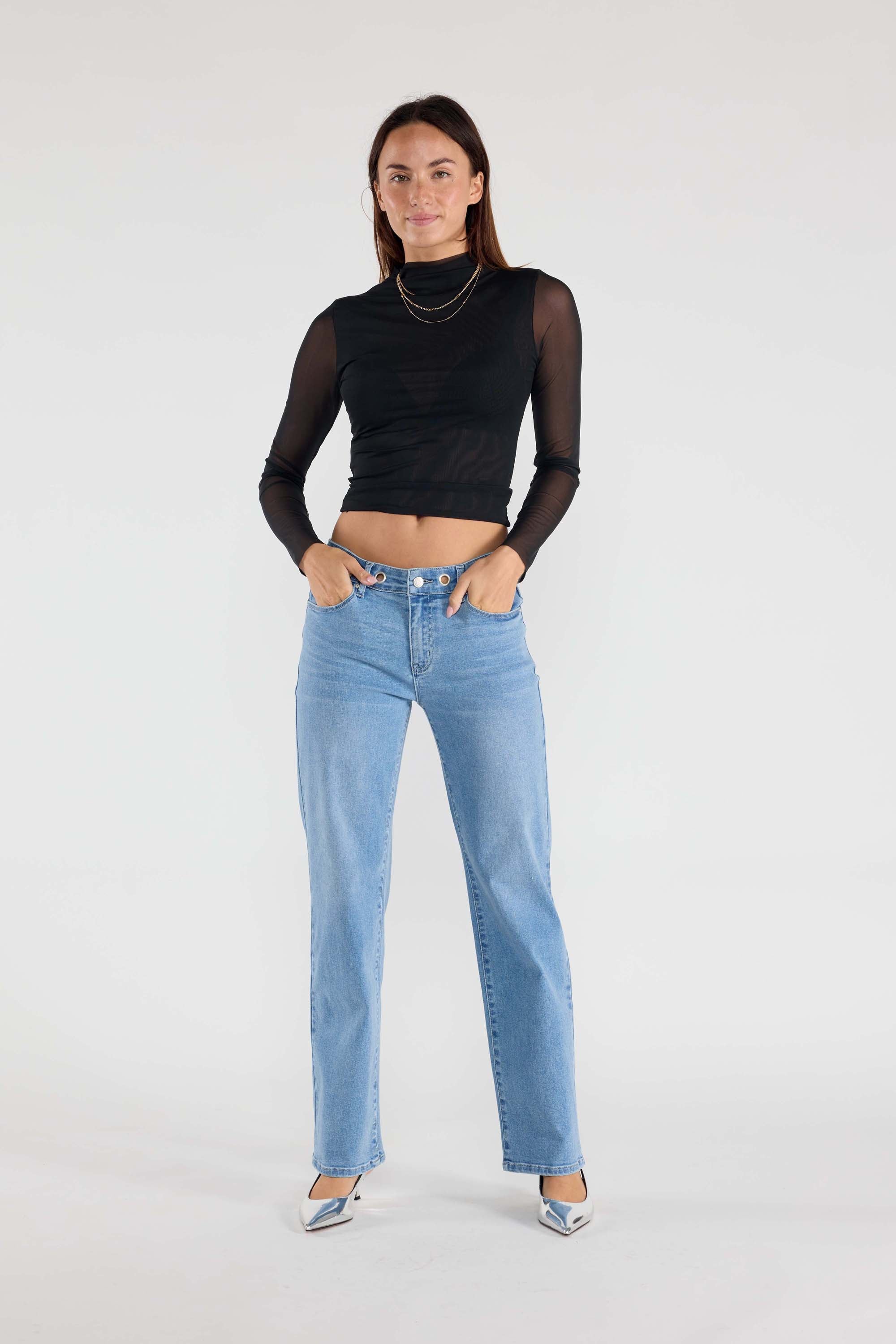 Women's Straight Leg Blue Jeans for Everyday Comfort