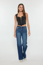 High Rise Destructed Wide Leg Jeans
