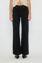 High Rise Wide Leg Jeans With Heavy Weight Premium Black Fabric