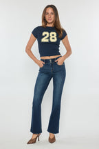 High Rise Two Button Bootcut Jeans