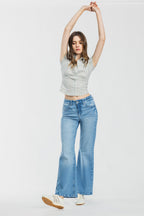 High Rise Destructed Wide Leg Jeans