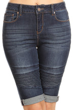 Mid Rise 5 Pocket Bermuda Denim Shorts