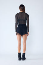 Super High Rise Destructed Mom Shorts