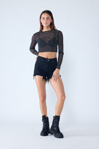 Super High Rise Destructed Mom Shorts
