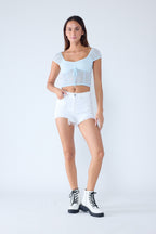 Super High Rise Destructed Mom Denim Shorts