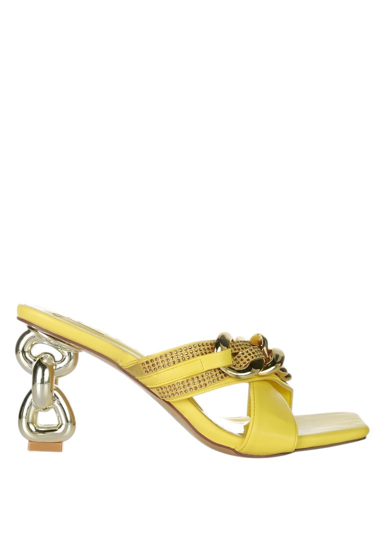 Evelane Metallic Chain Rhinestone Sandals