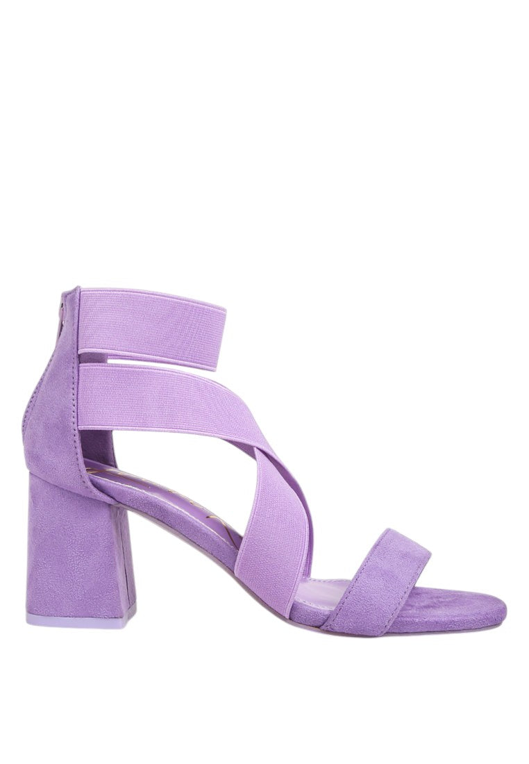Elastic Strappy Block Heel Sandals