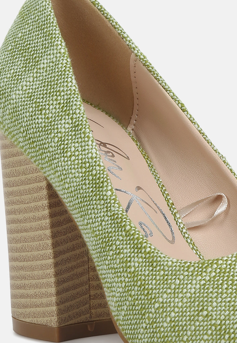 Elsie Canvas Block Heel Pumps