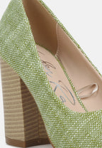 Elsie Canvas Block Heel Pumps