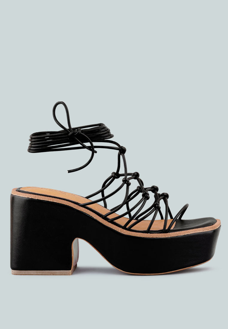 Fawcett Tie Up Handmade Block Heeled Sandals