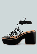 Fawcett Tie Up Handmade Block Heeled Sandals
